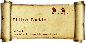 Milich Martin névjegykártya